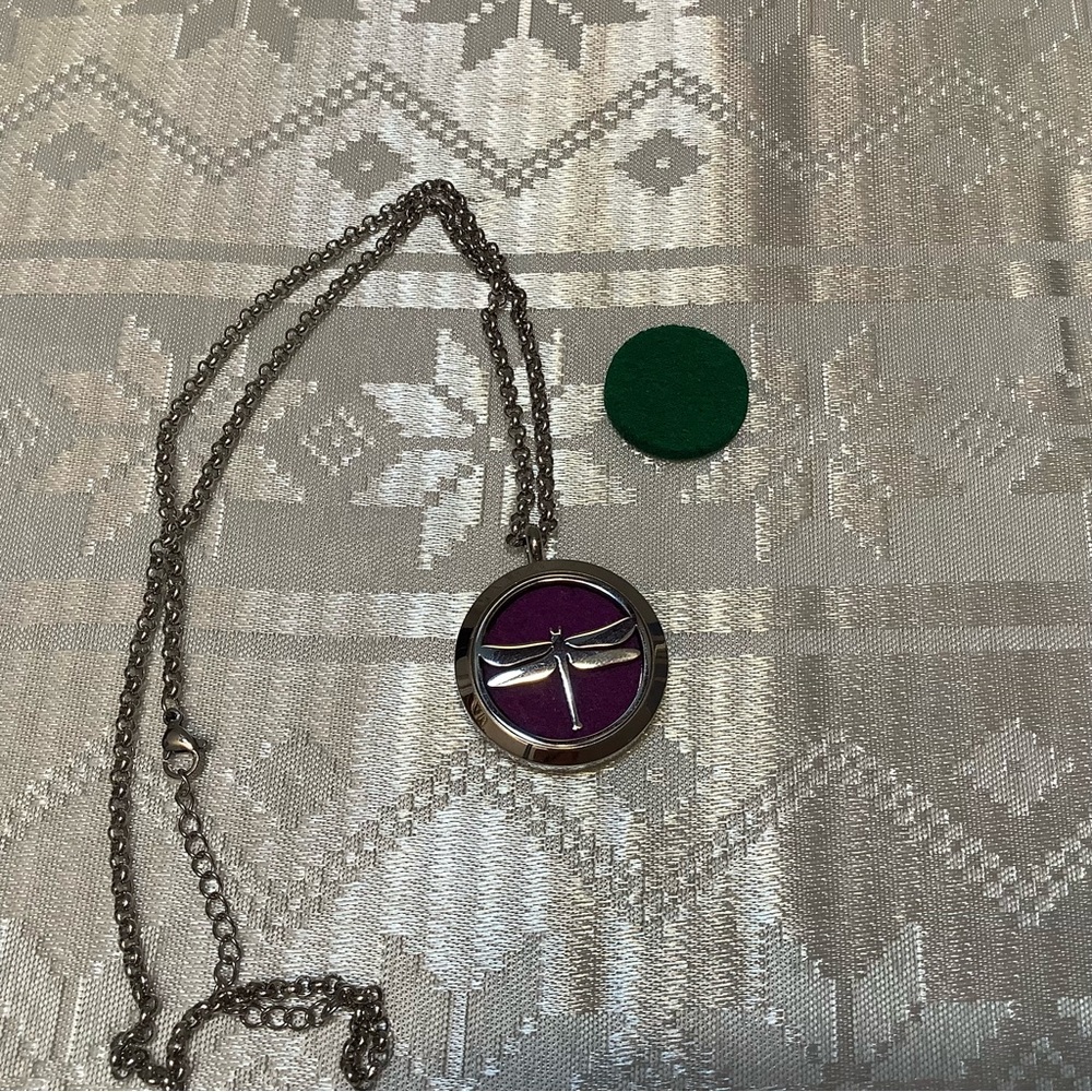 Stainless Steel Dragonfly Diffuser Necklace - Picture 2 of 5